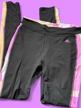 Rossignol Black Leggings with Pink and Tan Side Panels